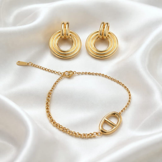 Set Lumé Celeste (pulsera + aretes)